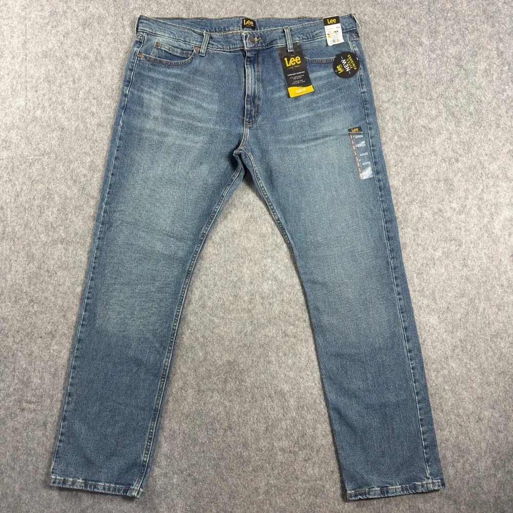 Lee Mens Slim Fit Straight Leg Jeans 42x31 Medium Wash Comfort Stretch Denim